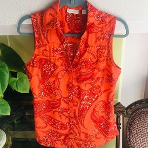 🔥🔥Bright Orange Sleeveless Blouse (Small)🔥🔥